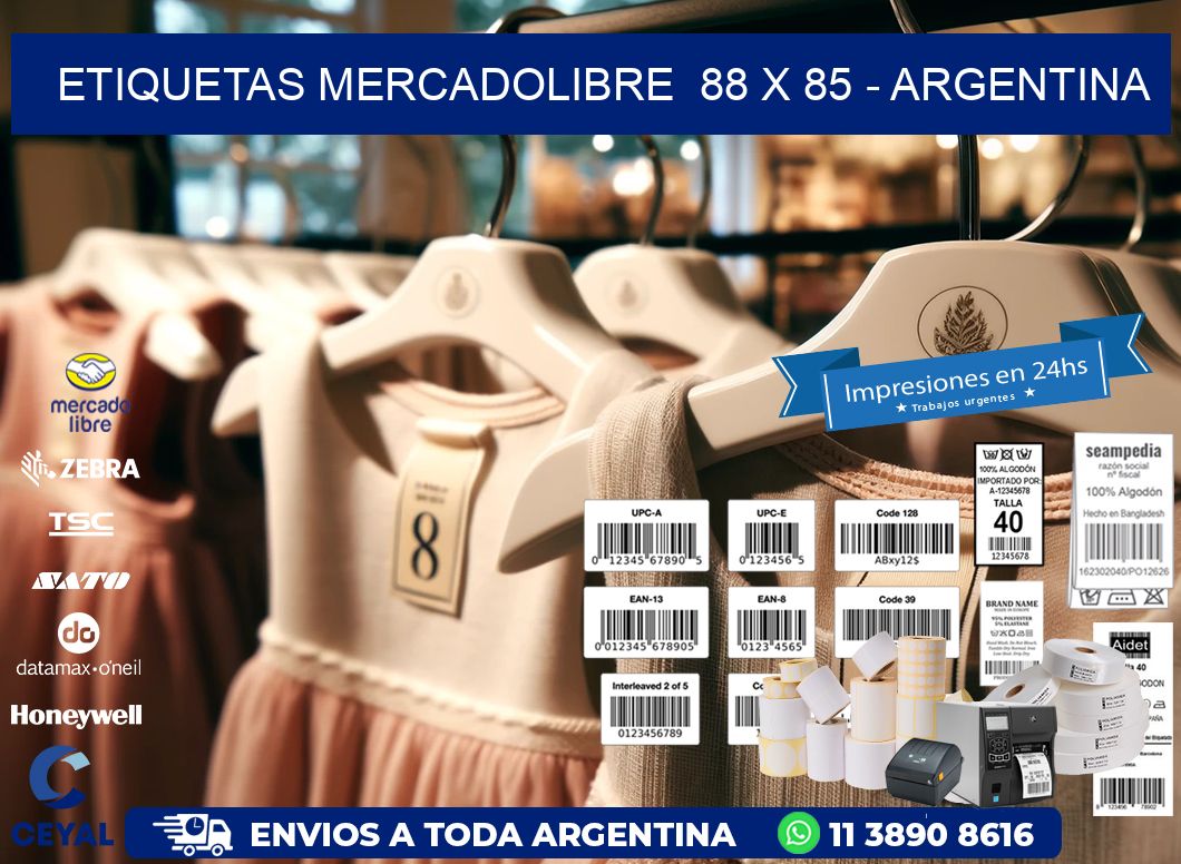 ETIQUETAS MERCADOLIBRE  88 x 85 - ARGENTINA