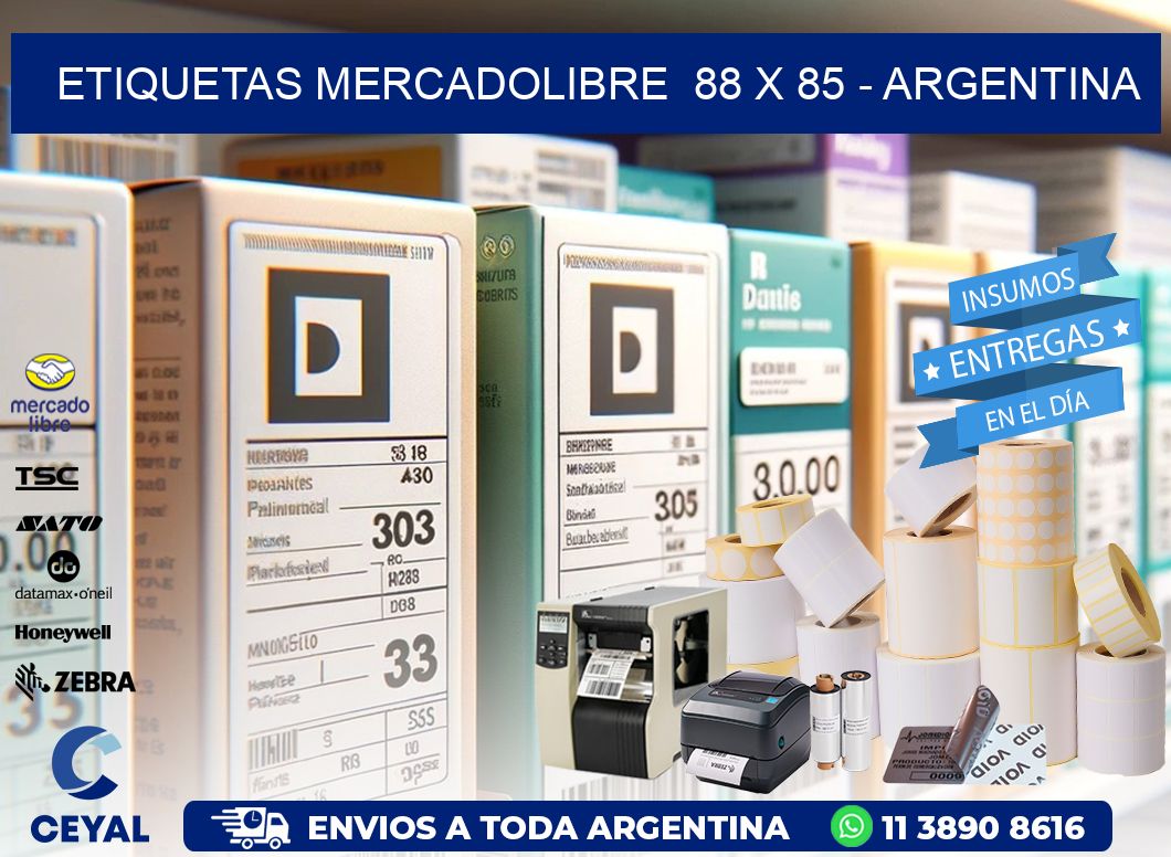 ETIQUETAS MERCADOLIBRE  88 x 85 – ARGENTINA