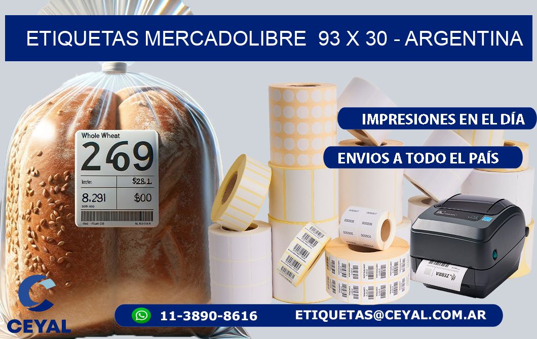 ETIQUETAS MERCADOLIBRE  93 x 30 - ARGENTINA