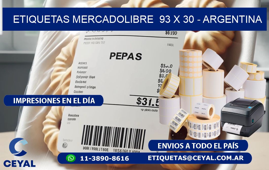 ETIQUETAS MERCADOLIBRE  93 x 30 - ARGENTINA