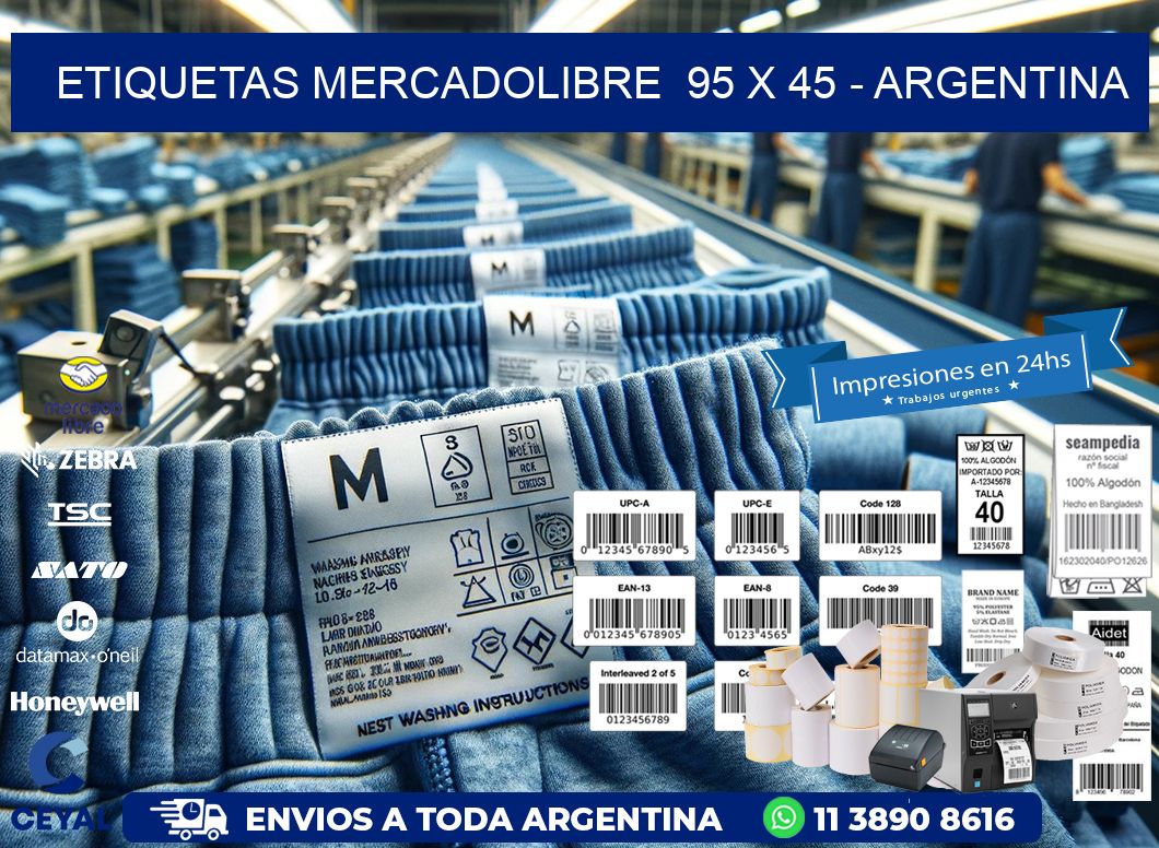 ETIQUETAS MERCADOLIBRE  95 x 45 - ARGENTINA