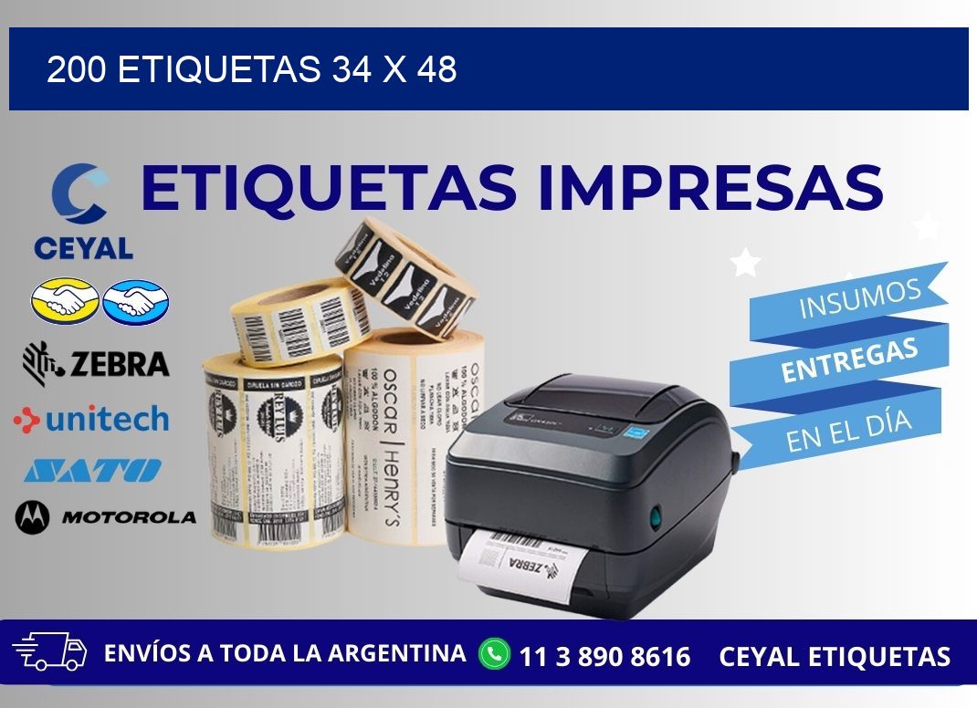 200 ETIQUETAS 34 x 48