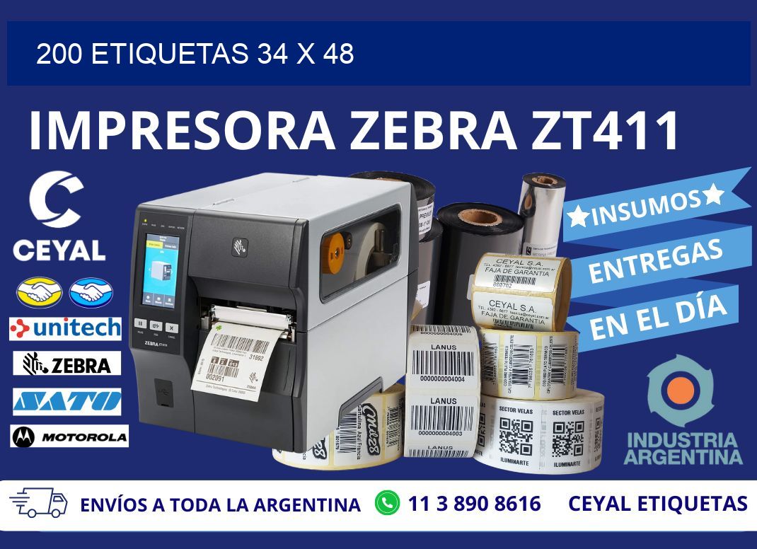 200 ETIQUETAS 34 x 48