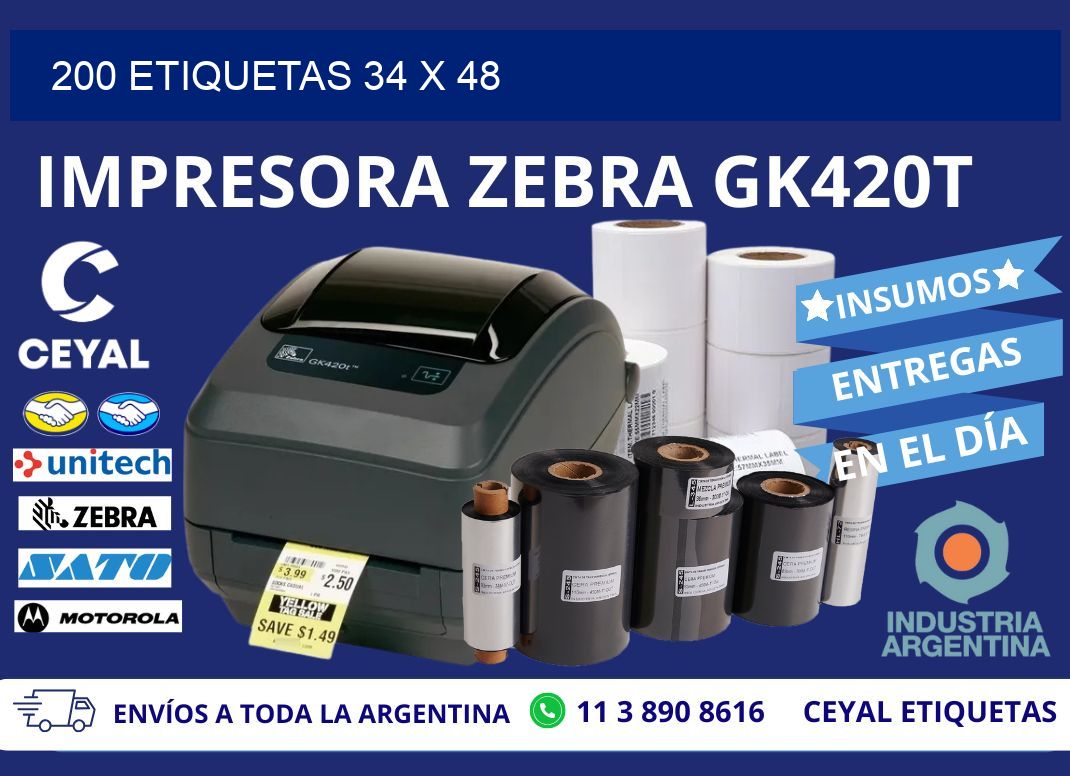 200 ETIQUETAS 34 x 48