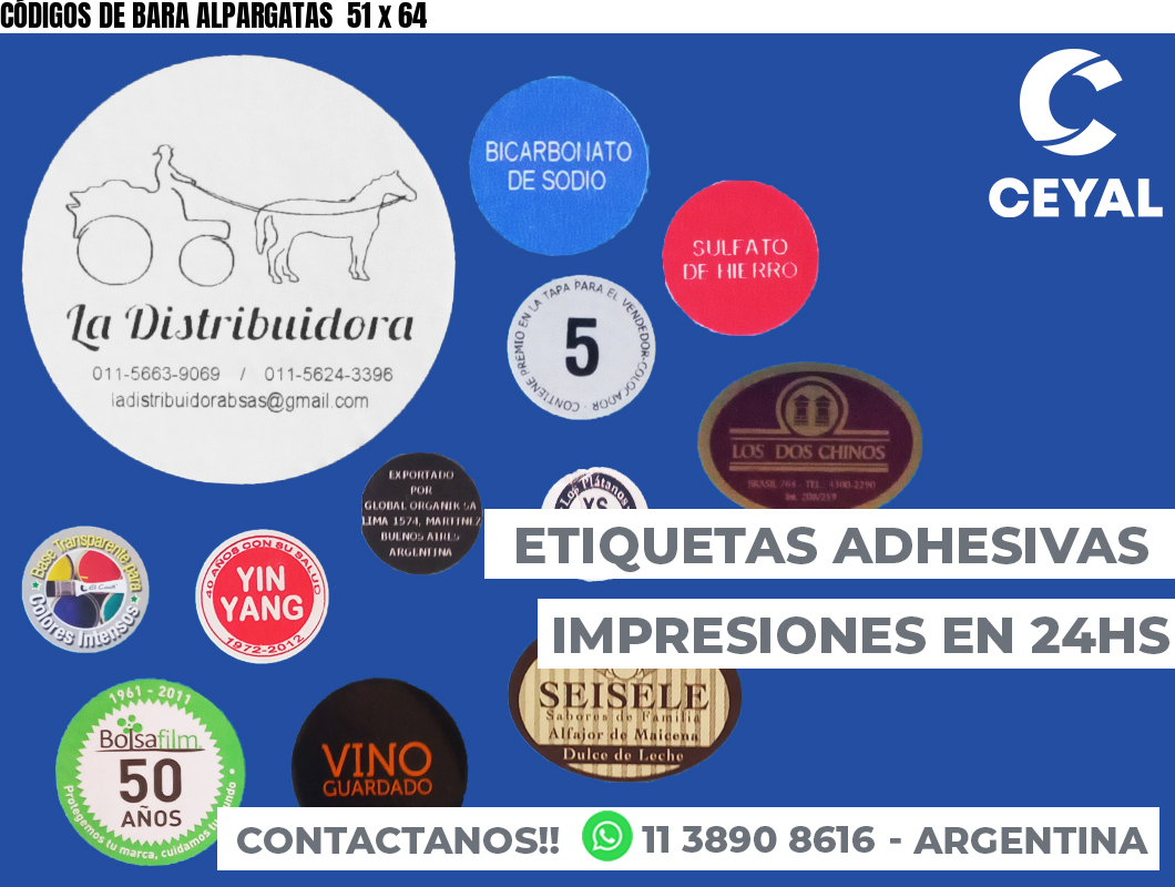 CÓDIGOS DE BARA ALPARGATAS  51 x 64