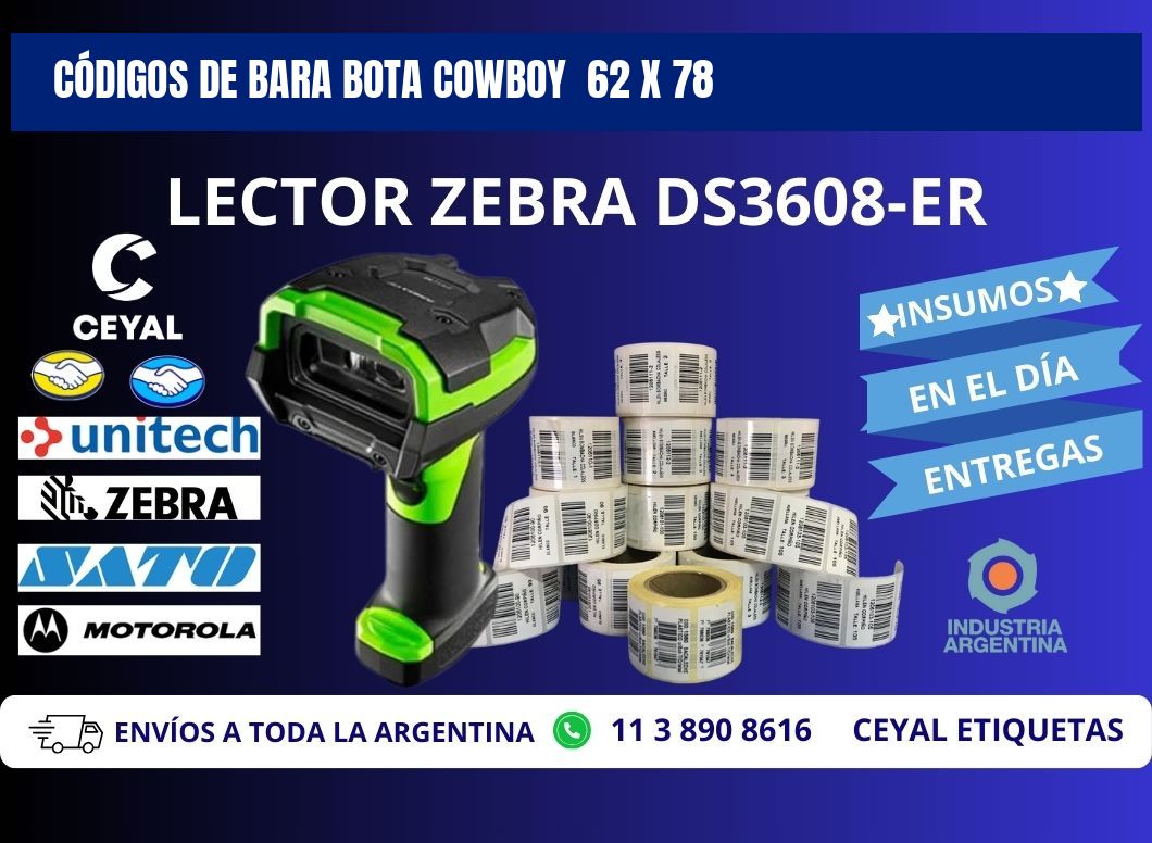 CÓDIGOS DE BARA BOTA COWBOY  62 x 78