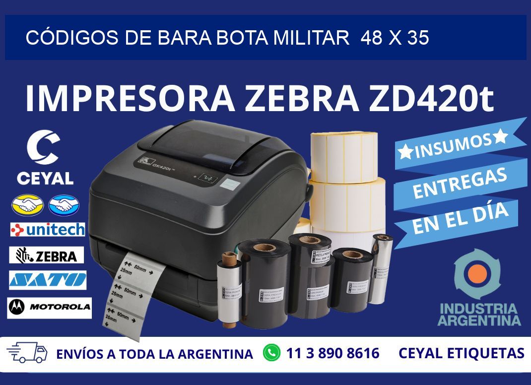 CÓDIGOS DE BARA BOTA MILITAR  48 x 35