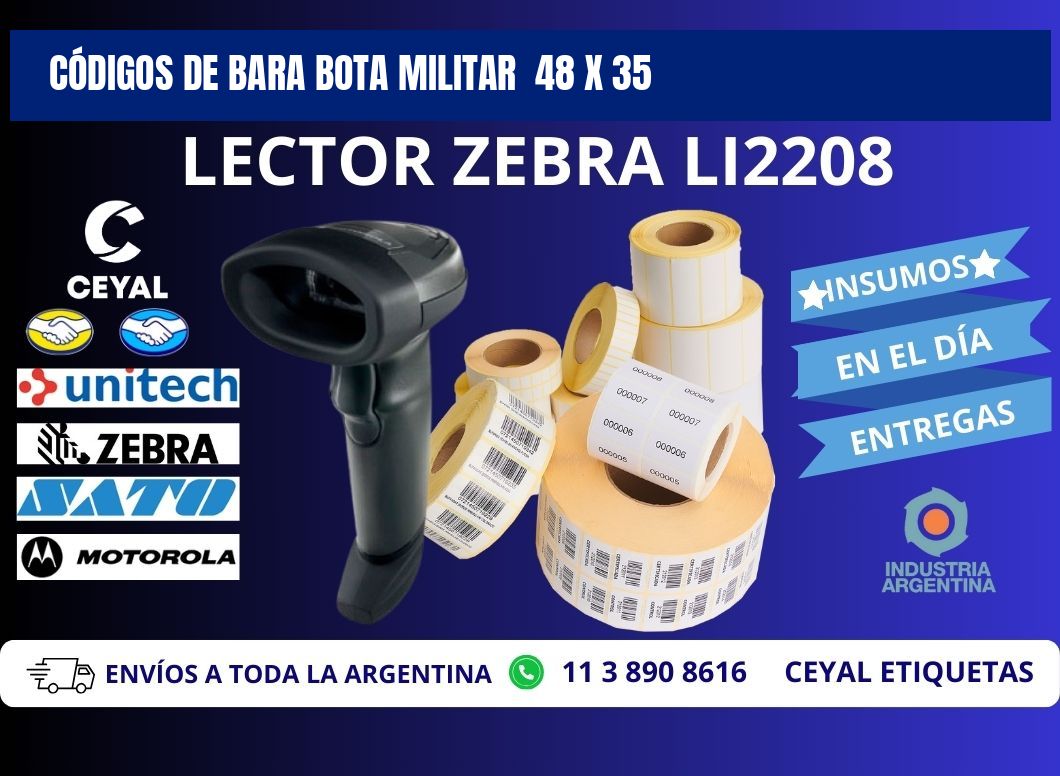 CÓDIGOS DE BARA BOTA MILITAR  48 x 35