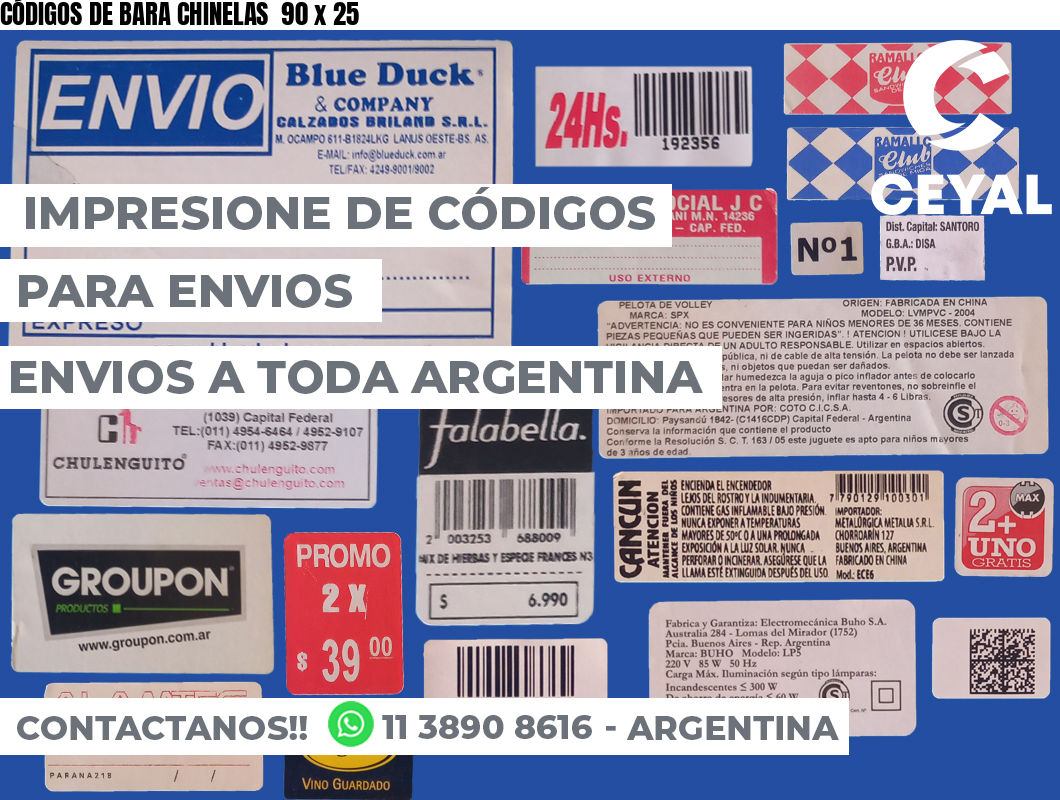 CÓDIGOS DE BARA CHINELAS  90 x 25