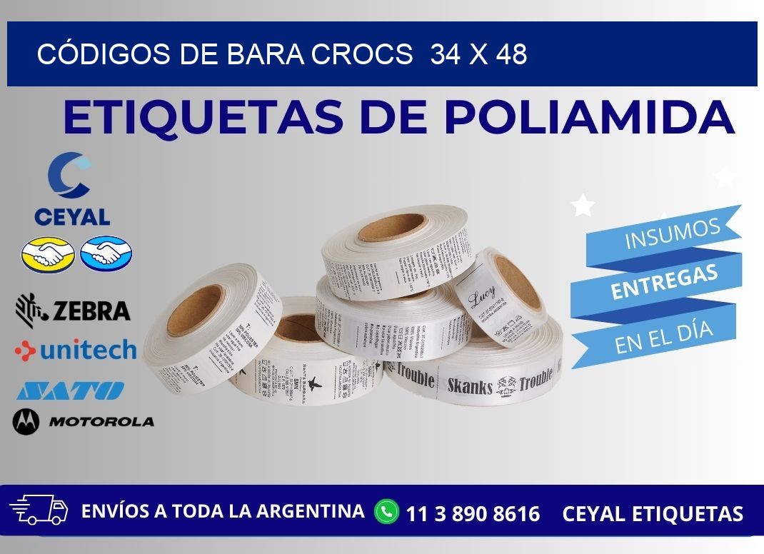 CÓDIGOS DE BARA CROCS  34 x 48