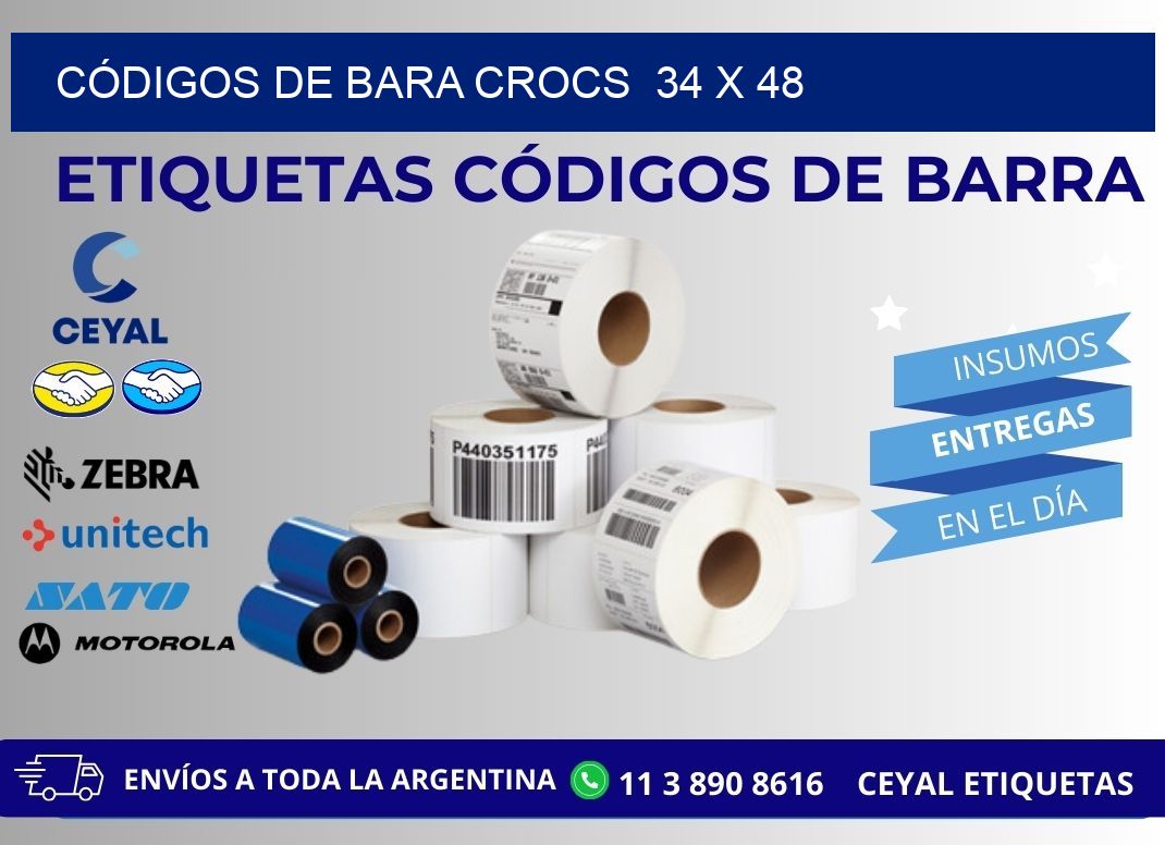 CÓDIGOS DE BARA CROCS  34 x 48