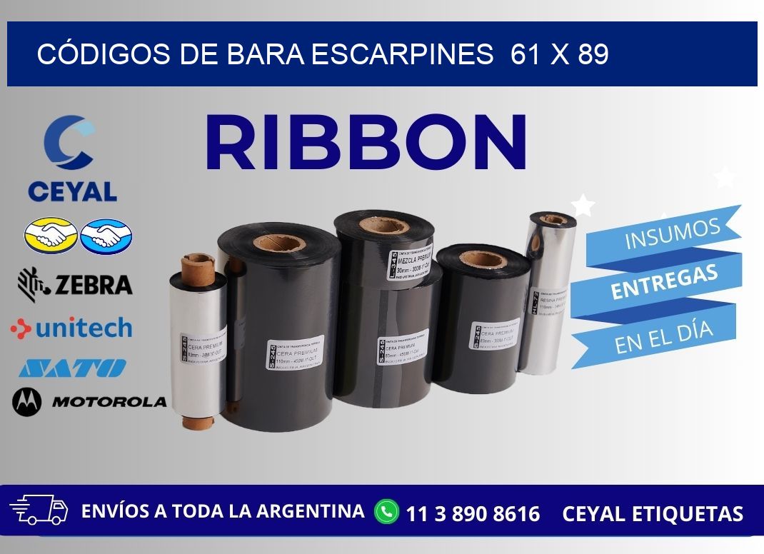 CÓDIGOS DE BARA ESCARPINES  61 x 89