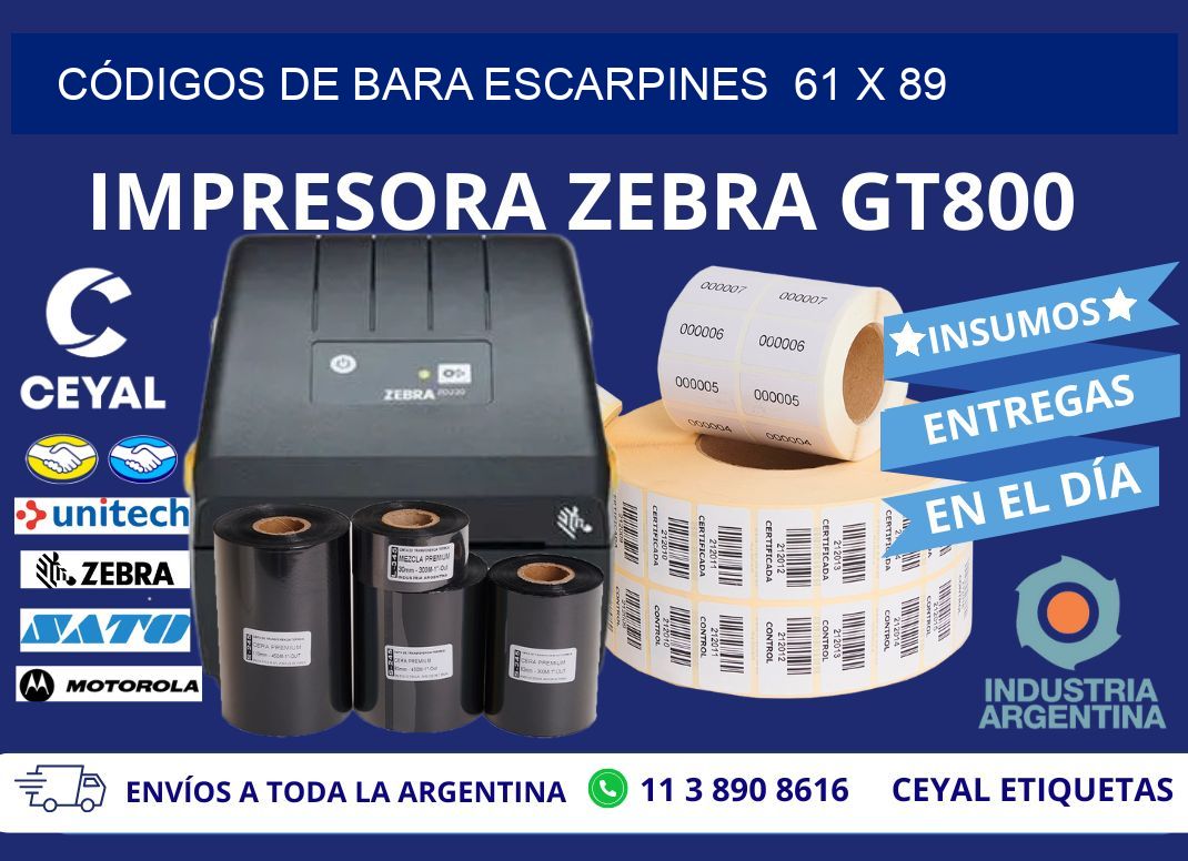 CÓDIGOS DE BARA ESCARPINES  61 x 89