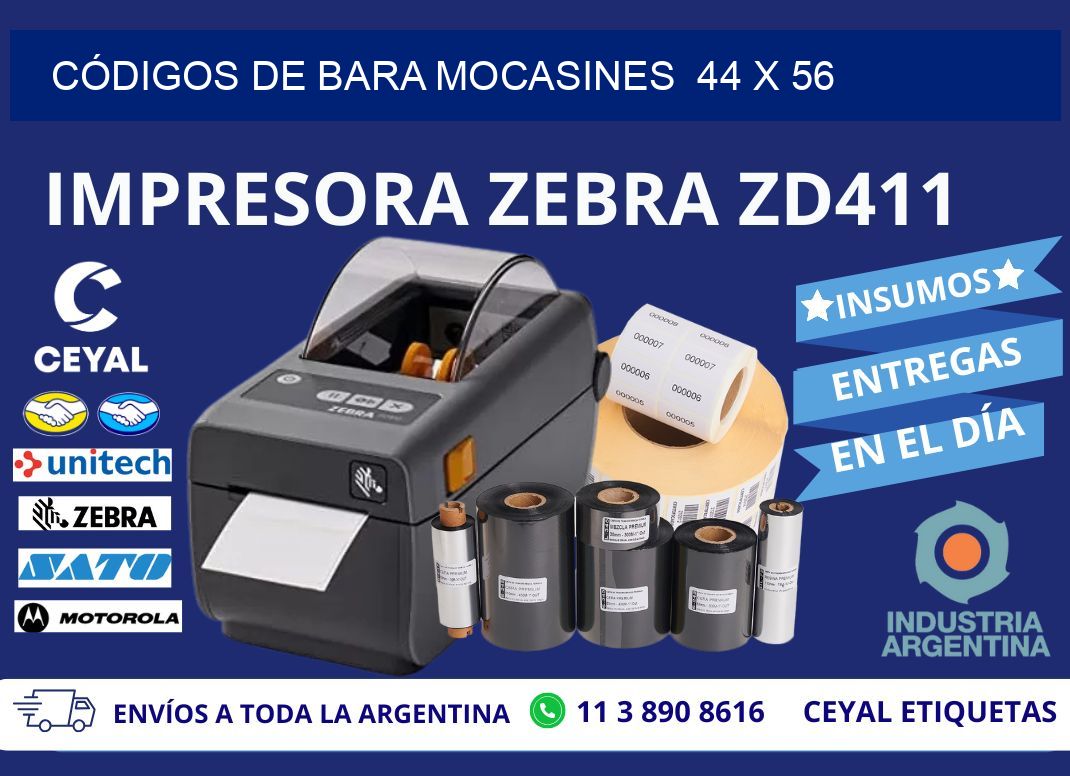 CÓDIGOS DE BARA MOCASINES  44 x 56