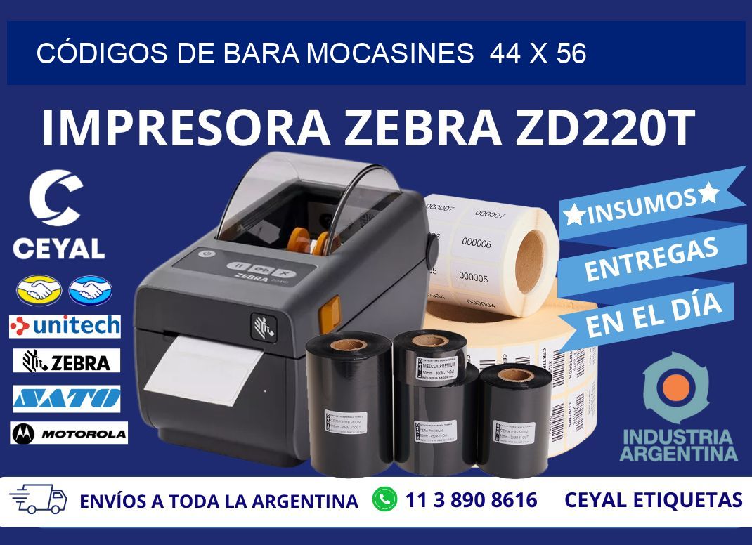 CÓDIGOS DE BARA MOCASINES  44 x 56