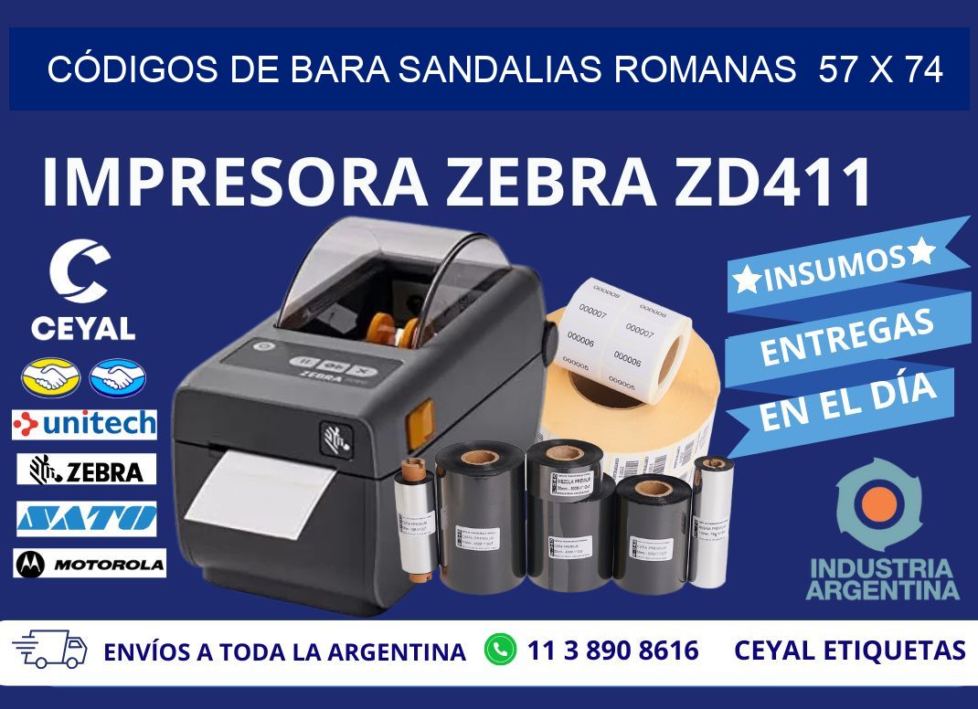 CÓDIGOS DE BARA SANDALIAS ROMANAS  57 x 74