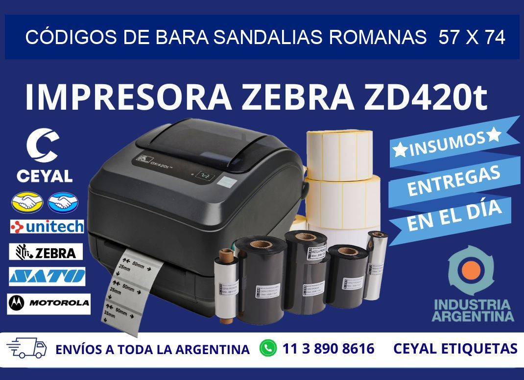 CÓDIGOS DE BARA SANDALIAS ROMANAS  57 x 74
