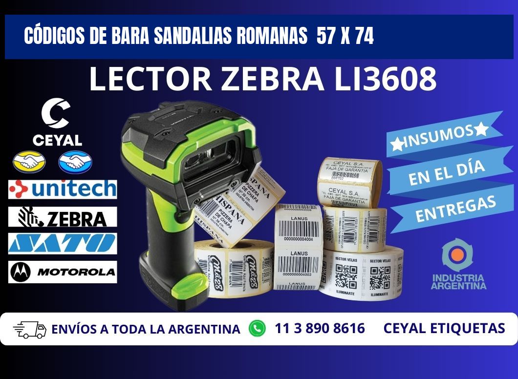 CÓDIGOS DE BARA SANDALIAS ROMANAS  57 x 74