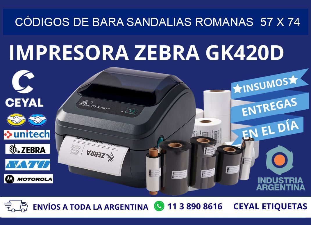 CÓDIGOS DE BARA SANDALIAS ROMANAS  57 x 74