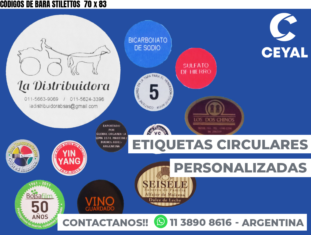 CÓDIGOS DE BARA STILETTOS  70 x 83