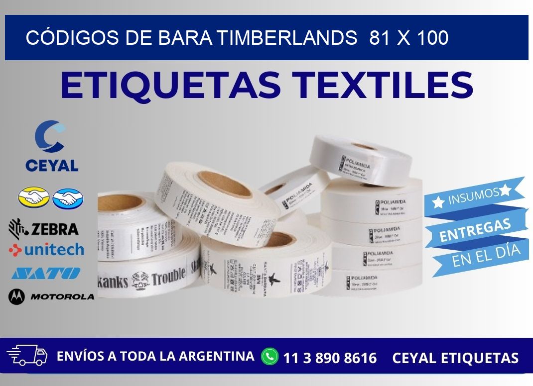 CÓDIGOS DE BARA TIMBERLANDS  81 x 100