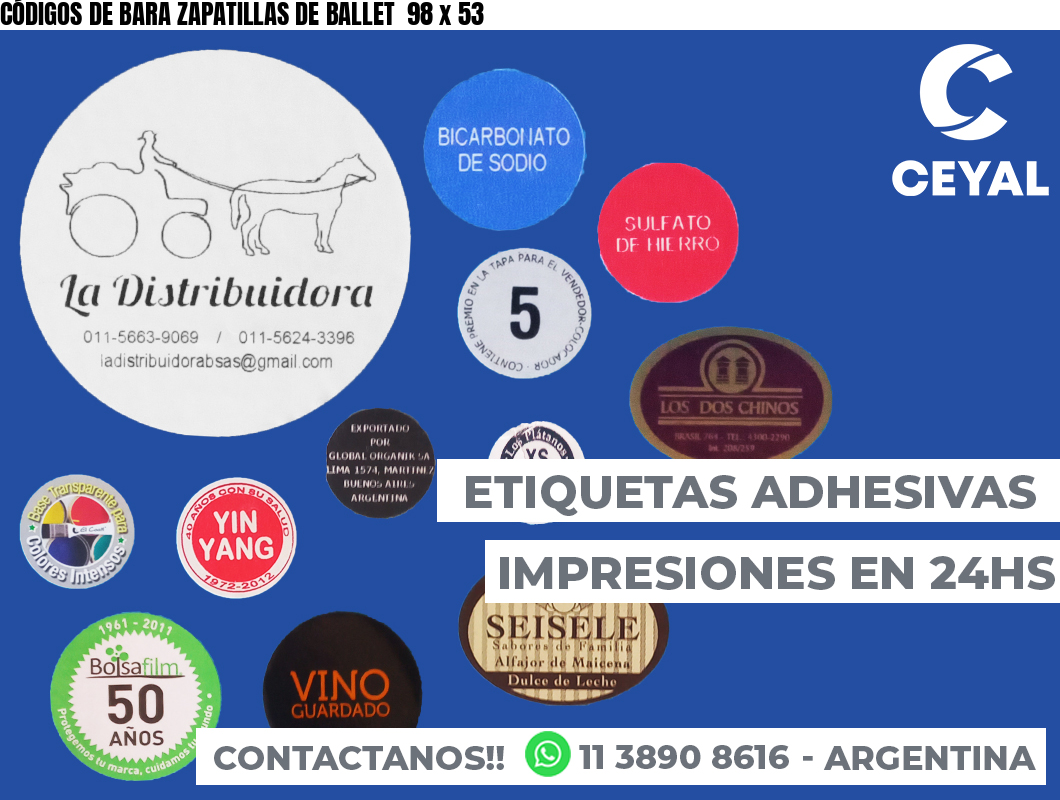 CÓDIGOS DE BARA ZAPATILLAS DE BALLET  98 x 53