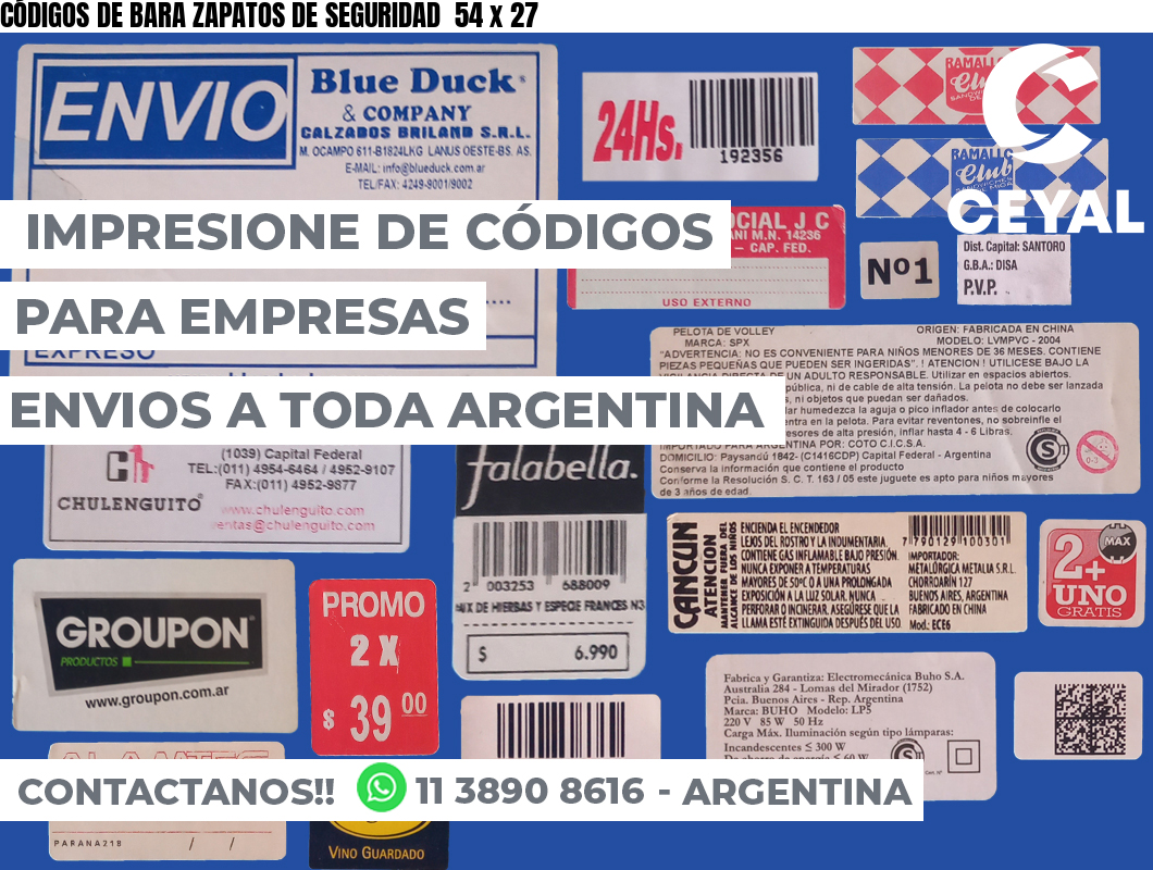 CÓDIGOS DE BARA ZAPATOS DE SEGURIDAD  54 x 27