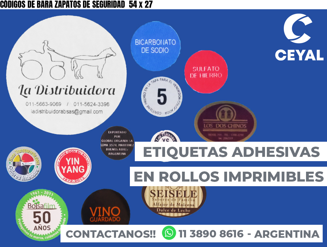 CÓDIGOS DE BARA ZAPATOS DE SEGURIDAD  54 x 27