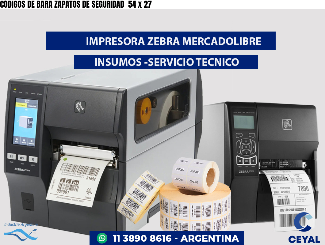 CÓDIGOS DE BARA ZAPATOS DE SEGURIDAD  54 x 27