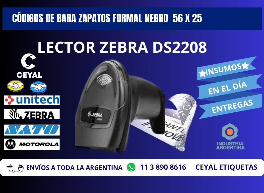 CÓDIGOS DE BARA ZAPATOS FORMAL NEGRO  56 x 25