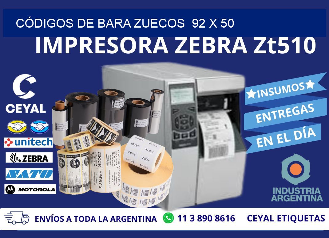 CÓDIGOS DE BARA ZUECOS  92 x 50