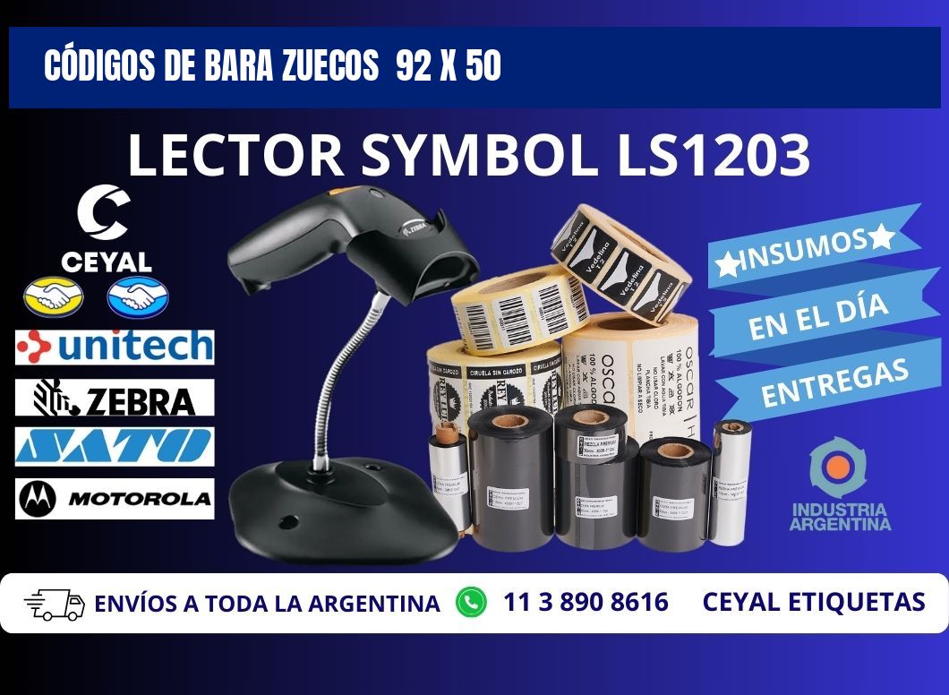 CÓDIGOS DE BARA ZUECOS  92 x 50