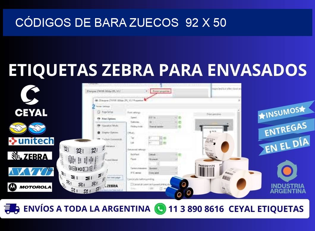 CÓDIGOS DE BARA ZUECOS  92 x 50
