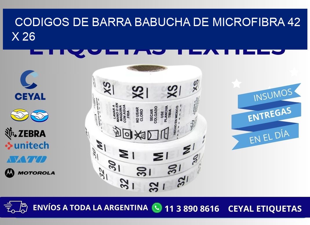 CODIGOS DE BARRA BABUCHA DE MICROFIBRA 42 x 26