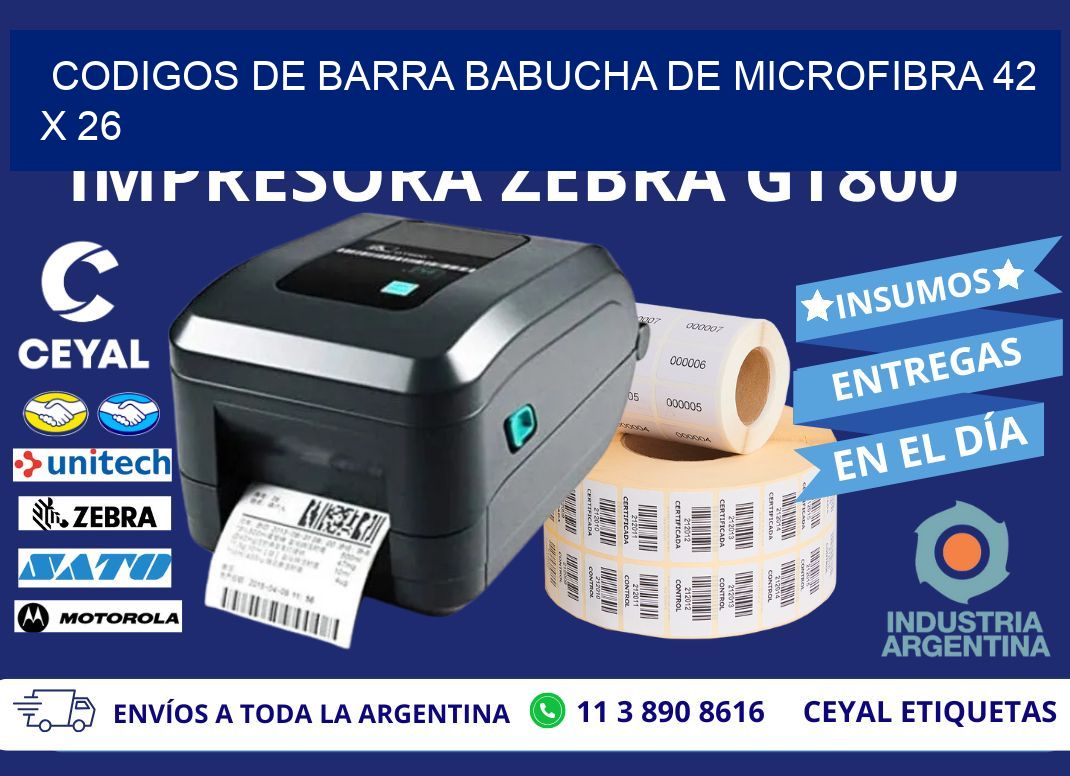 CODIGOS DE BARRA BABUCHA DE MICROFIBRA 42 x 26