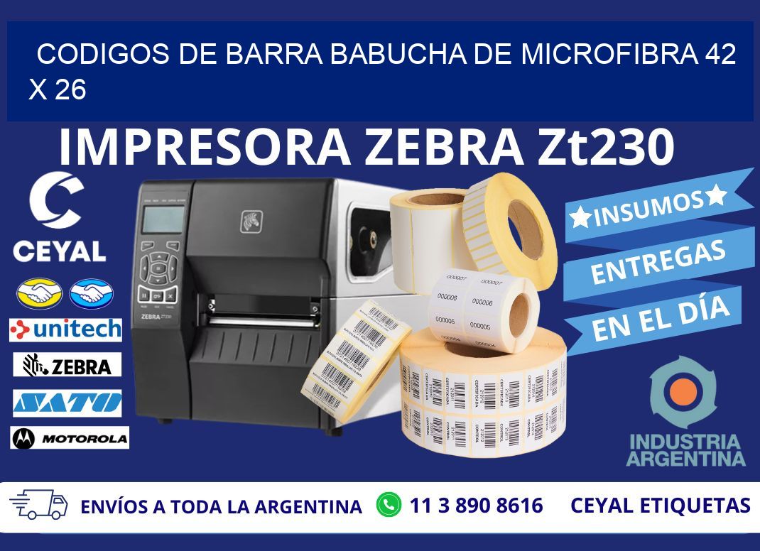 CODIGOS DE BARRA BABUCHA DE MICROFIBRA 42 x 26