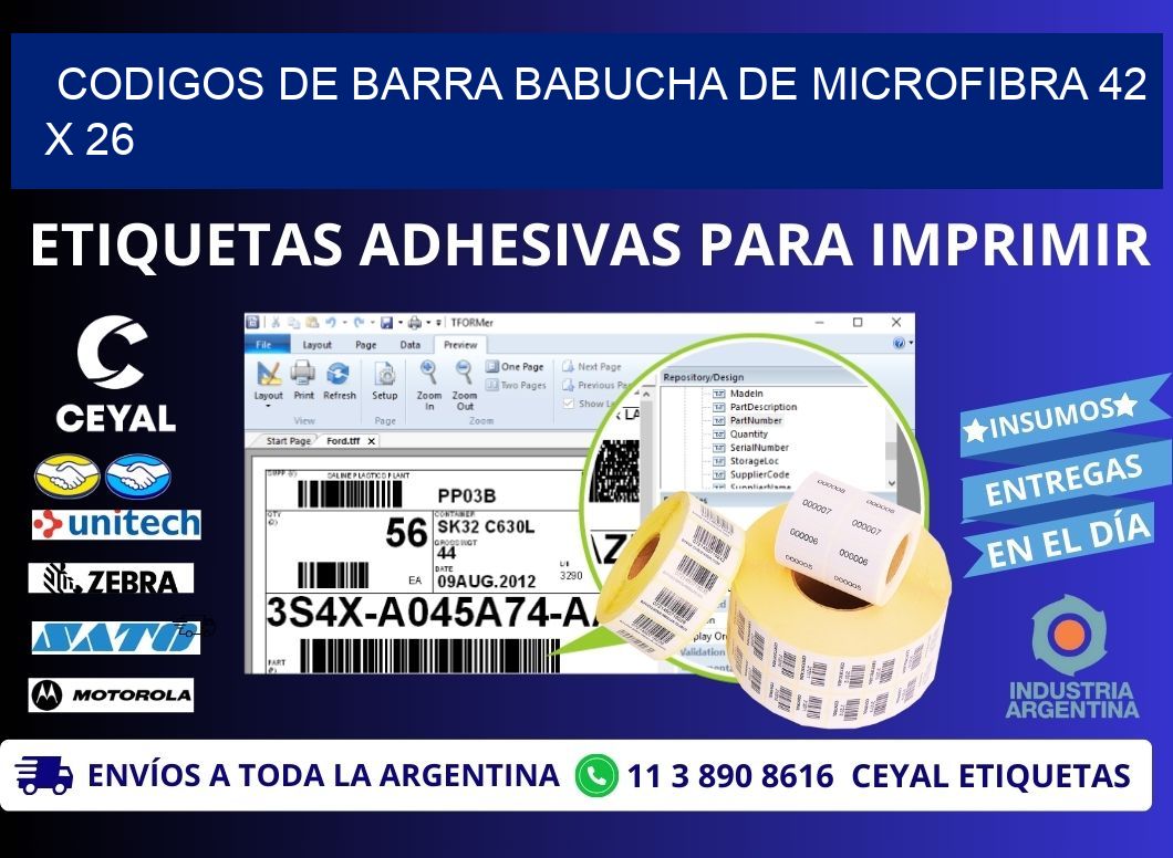 CODIGOS DE BARRA BABUCHA DE MICROFIBRA 42 x 26