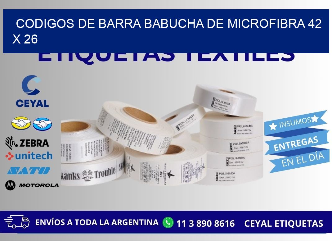 CODIGOS DE BARRA BABUCHA DE MICROFIBRA 42 x 26