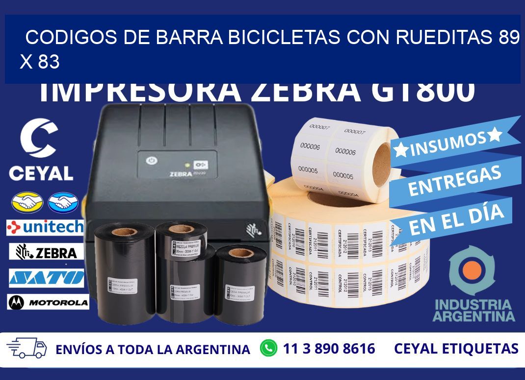 CODIGOS DE BARRA BICICLETAS CON RUEDITAS 89 x 83