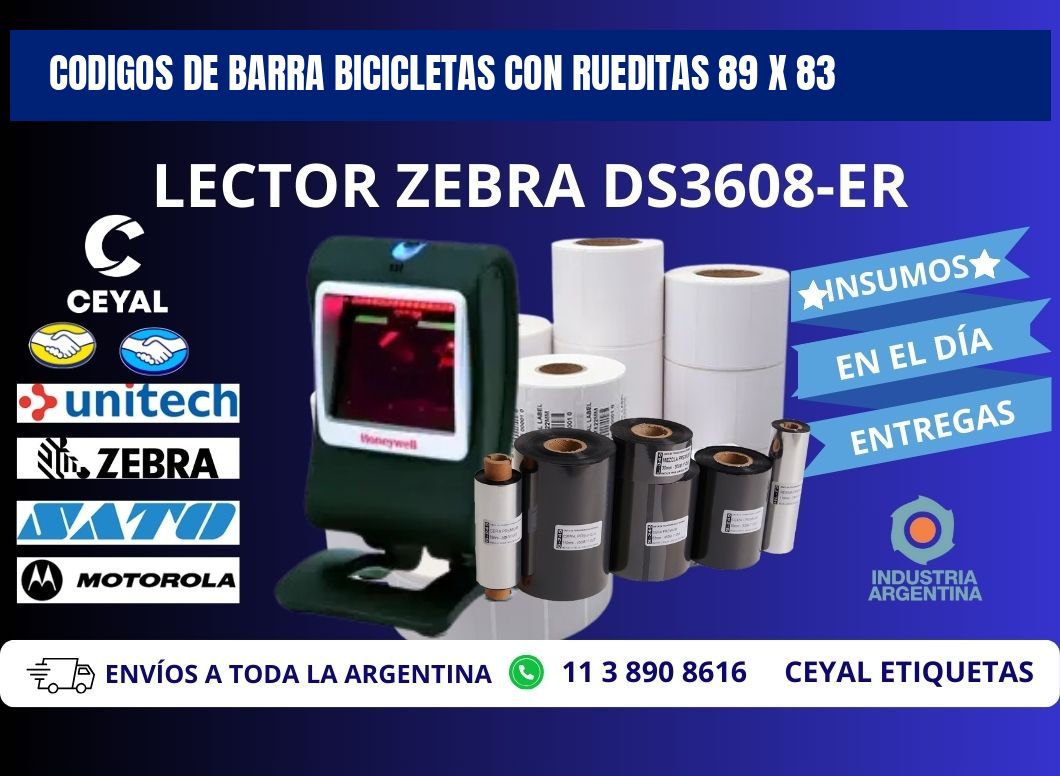 CODIGOS DE BARRA BICICLETAS CON RUEDITAS 89 x 83