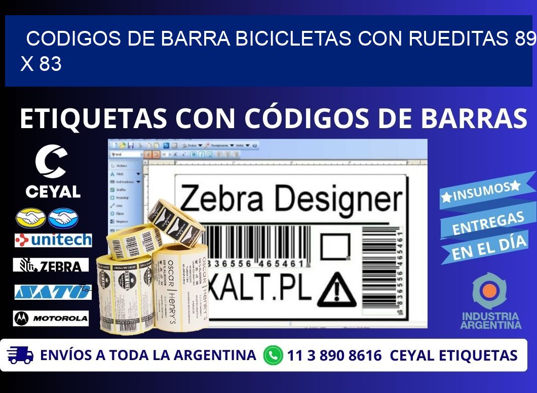 CODIGOS DE BARRA BICICLETAS CON RUEDITAS 89 x 83