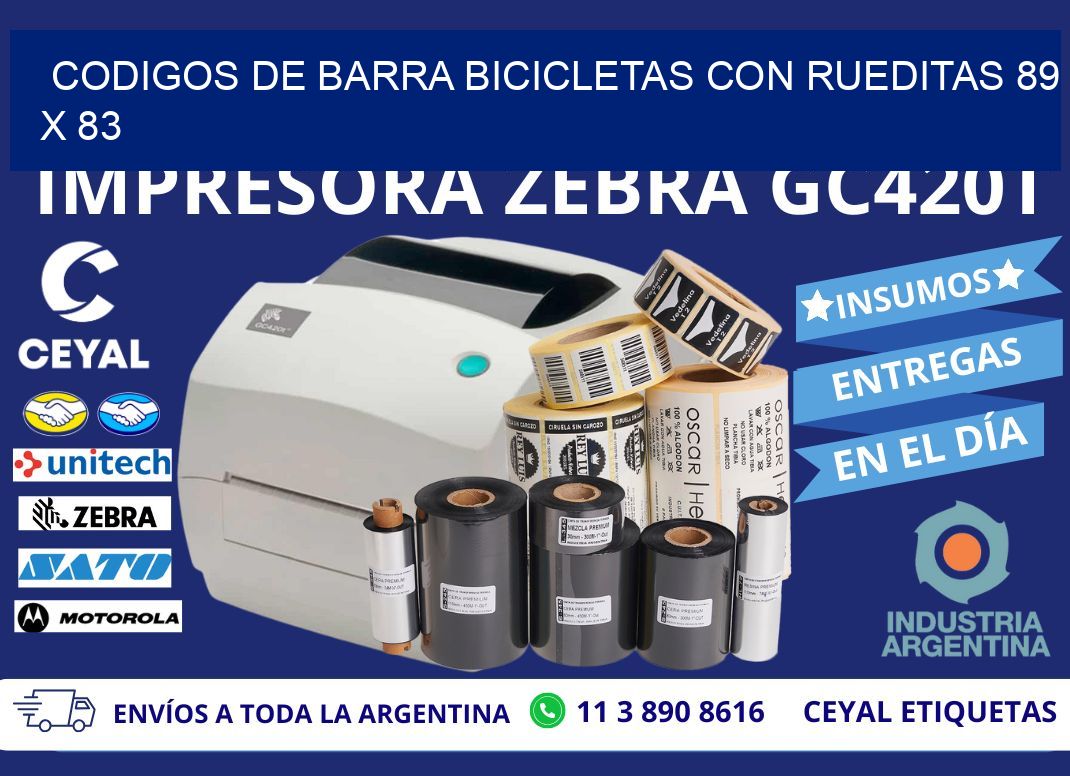 CODIGOS DE BARRA BICICLETAS CON RUEDITAS 89 x 83