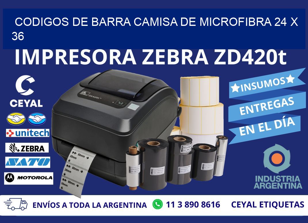 CODIGOS DE BARRA CAMISA DE MICROFIBRA 24 x 36