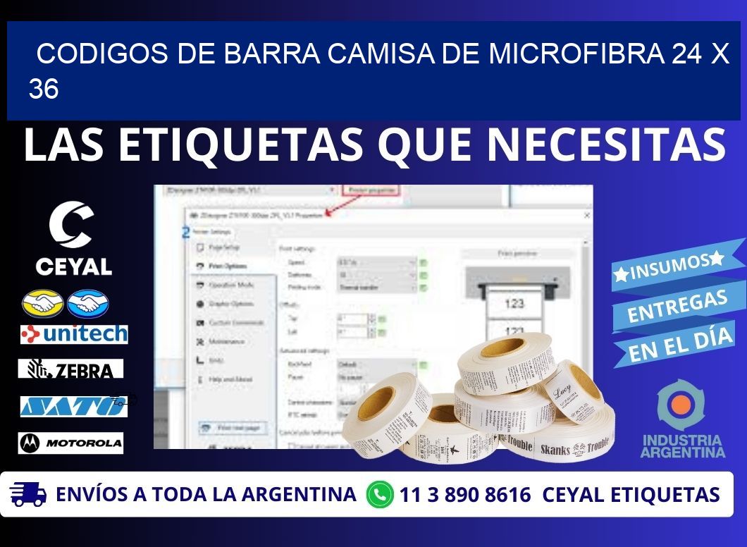 CODIGOS DE BARRA CAMISA DE MICROFIBRA 24 x 36