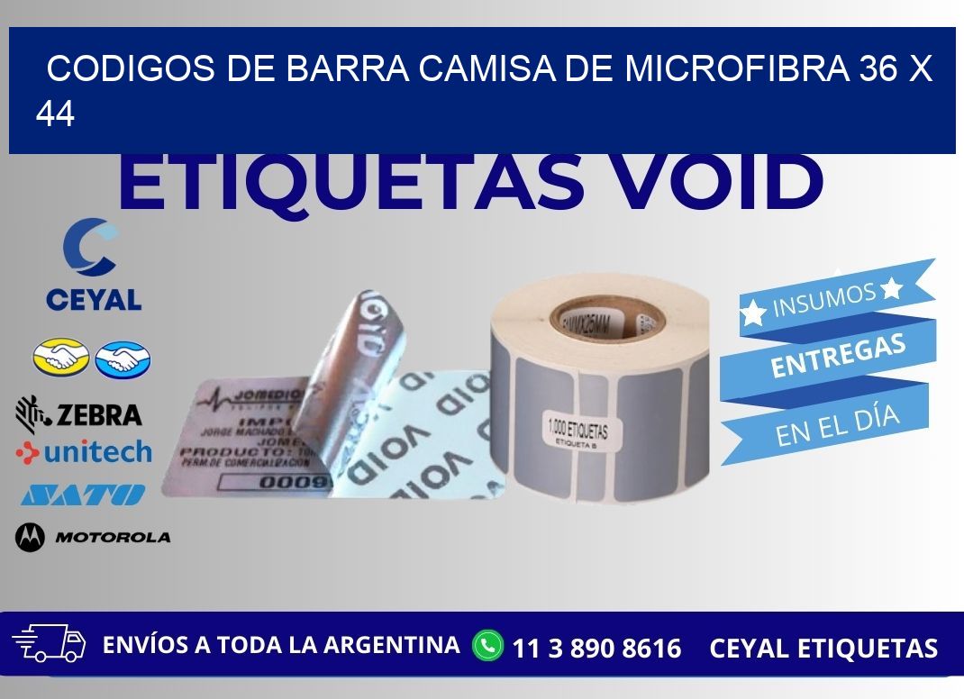 CODIGOS DE BARRA CAMISA DE MICROFIBRA 36 x 44