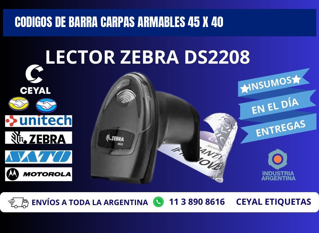 CODIGOS DE BARRA CARPAS ARMABLES 45 x 40