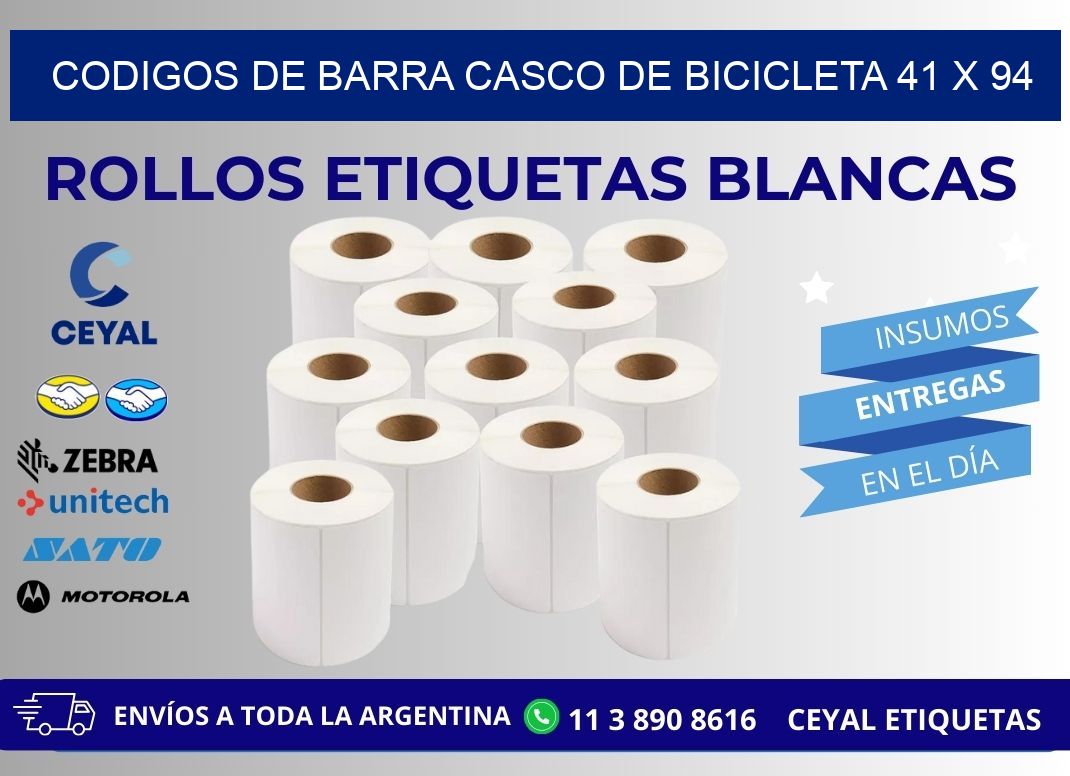 CODIGOS DE BARRA CASCO DE BICICLETA 41 x 94