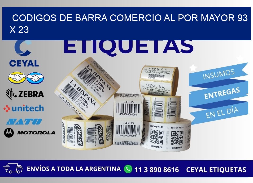 CODIGOS DE BARRA COMERCIO AL POR MAYOR 93 x 23