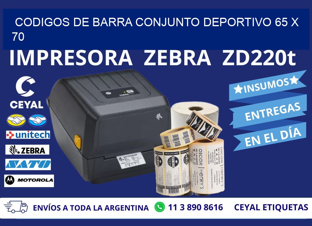CODIGOS DE BARRA CONJUNTO DEPORTIVO 65 x 70