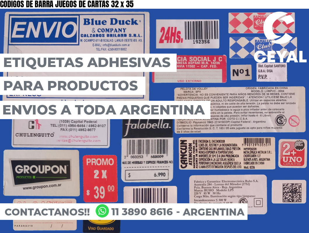 CODIGOS DE BARRA JUEGOS DE CARTAS 32 x 35